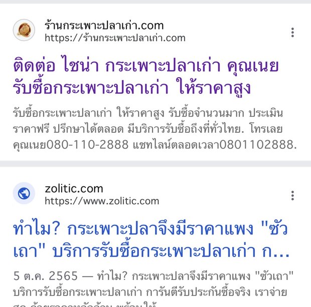 ผลการค้นหา Google แสดงเว็บไซต์ร้านกระเพาะปลาเก่าติดหน้าแรกพร้อมผลลัพธ์วิดีโอ